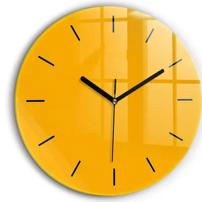Produktbild von Wallfluent Große Wanduhr – Stilles Quarzuhrwerk - Uhr Dekoration Wohnzimmer Schlafzimmer Küche - Zifferblatt mit Striche - schwarze Zeiger - 60 cm - Dunkelgelb