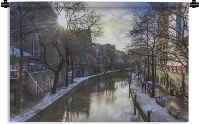 Produktbild von MuchoWow® Wandteppich Wandbehang Utrecht - Schnee - Wasser 120x80 cm Tapisserie Dekoration Wandtuch - Wanddekorationen - Wandtücher