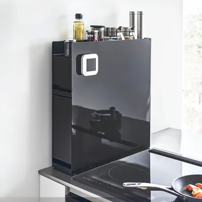 Produktbild von Yamazaki Gewürzregal Küchenregal Metall schwarz 50x52x12cm mit 2 Auszügen