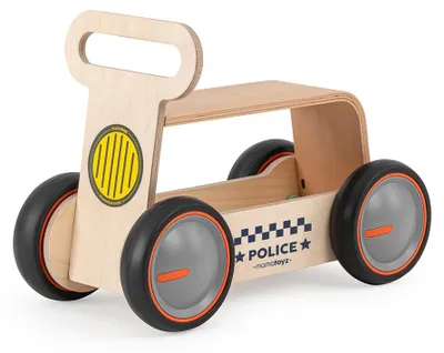 Produktbild von MamaToyz Holz Rutschauto & Lauflernwagen Polizei Natur 47x25x34 cm