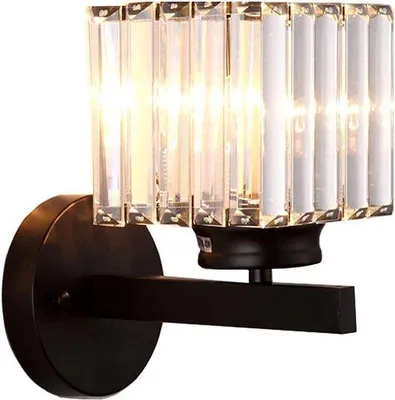 Image de Lampe murale en cristal, douille E27, LED - éclairage moderne pour chambre à coucher - cristaux noirs - décoration de salon luxueuse