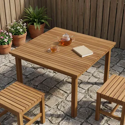 Zdjęcie produktu dla Blat stołu 90 x 90 x 3,5 cm Kwadrat Lite drewno teakowe
