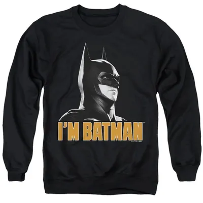 Image de Sweat-shirt unie "Je suis Batman" inspiré de la série The Flash, pour hommes et femmes, modèle TV39817 (taille M), couleur noire