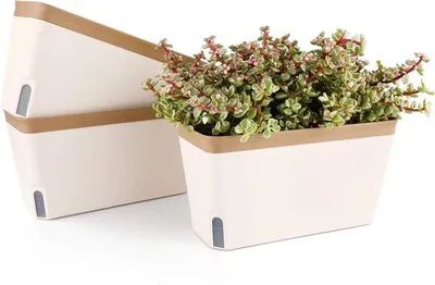 Immagine prodotto di Vasi da fiori rettangolari da 27 cm in plastica arancione per decorazioni interne ed esterne