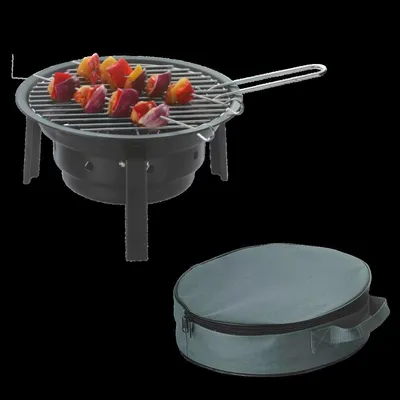 Obrázok produktu pre HOOZ Camping prenosný gril na drevené uhlie kufríkový gril skladací gril piknikový skladací gril Ø32cm