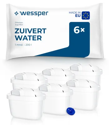 Wasserfilterpatronen, 6er-Set, mit Aktivkohle, kompatibel mit Brita-Kannen