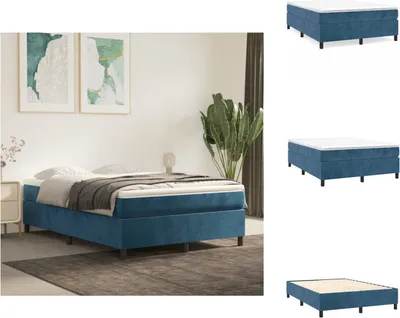 Produktbild von vidaXL Boxspringbett Dunkelblau 140x200 cm Samt -  Betten & Bettgestelle