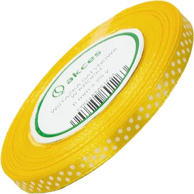 Image de Ruban de satin à pois 6 mm - environ 22 m - Jaune