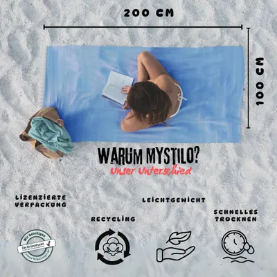 Imagen del producto de Toalla grande para sauna, suave, de 100x200 cm, de secado rápido, ideal para yoga y la playa
