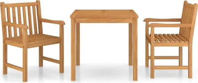 Imagen del producto de vidaXL Juego de mesa de jardín de 3 piezas, 80 x 80 cm, madera maciza de teca