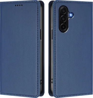 Produktbild von Handyhülle für Samsung Galaxy A57, Kunstleder Klapphülle Stoßfeste Magnetische Hülle mit Ständer Dunkelblau