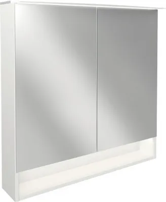Immagine prodotto di Armadietto a specchio LED FACKELMANN B.STYLE / Armadietto da bagno con cerniere ammortizzate / Dimensioni (L x A x P): ca. 80 x 81,2 x 15,3 cm / Armadietto di alta qualità con specchio e illuminazione per il bagno / Struttura: bianco