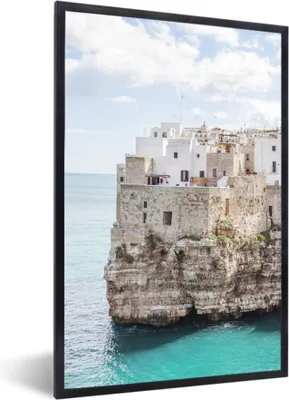 Produktbild von MuchoWow® MuchoWow® Gerahmtes Poster Italien - Küste - Felsen 40x60 cm - Poster mit zchwarzem Bilderrahmen - Papierdruck - Wandbilder