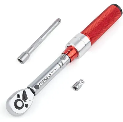 Productafbeelding van Draaimomentsleutel 1/4 inch, 5-25 Nm, set voor fiets en auto, met verlengstang, 3/8 inch adapter, ±3% nauwkeurigheid
