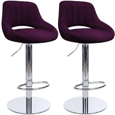 Produktbild von CLP 2er Set Barhocker höhenverstellbar mit extra schweren Standfüßen und gepolsterten Sitzschalen Milet Chrom, je Hocker belastbar bis 150 kg, Farbe: lila, Material: Stoff, KI-generiertes Bild