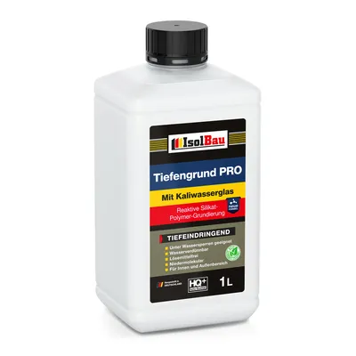 Produktbild von Isolbau Tiefengrund PRO Grundierlösung - 1 L Reaktive Silikat-Polymer-Grundierung für professionelle Grundierung Innen & Außen