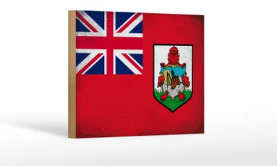 Produktbild von Holzschild Flagge Bermudas 18x12cm Flag of Bermuda Vintage