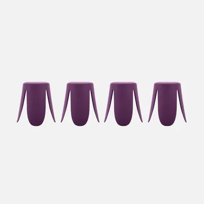Immagine prodotto di Set 4 sgabelli impilabili in ecopelle, Viola
