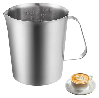 Edelstahl-Messbecher 1000 ml, Milchkanne mit Skala