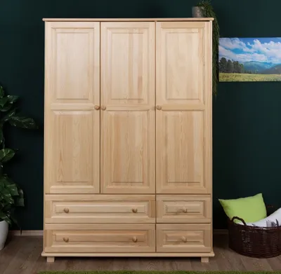 Produktbild von Kleiderschrank Massivholz natur 017 - Abmessung 190 x 133 x 60 cm (H x B x T)