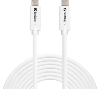 Produktbild von Sandberg 136-76, 5 m, USB C, USB C, USB 3.2 Gen 2 (3.1 Gen 2), 10 Gbit/s, Weiß