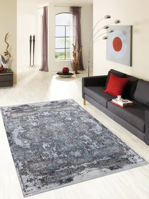 Produktbild von Teppich FLORENZ | Farbe: Grau; Größe: 250x300 cm | strapazierfähig und leicht zu reinigen | Wohnzimmer | Schlafzimmer