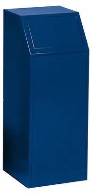Produktbild von Robuster Wertstoffsammler mit Einwurfklappe selbstschließend | 68 Liter, HxBxT 100x40x40cm | Verzinkter Stahl | Blau