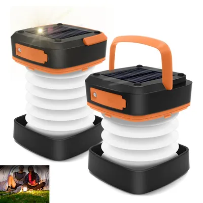 Produktbild von Solar LED Campinglaterne 2er Set,Multifunktionale Outdoor Zelteuchte mit Powerbank-Funktion, USB aufladbar,Wasserfest, 3 Modi Campinglampe für Wandern & Notfall