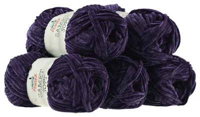 500g Strickgarn Samet Soft Chenille dunkellila