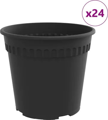 Zdjęcie produktu dla Okrągła doniczka na kwiaty 24 pcs Czarny Ø 19 x 16 cm