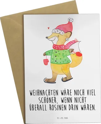 Produktbild von Mr. & Mrs. Panda Grußkarte Fuchs  Schlittschuhe - Weiß - Geschenk, weihnachtskarten, Heiligabend, Winter, vatertagskarte, Tannenbaum, osterkarten, genesungskarte