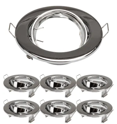 Produktbild von 6x Einbaurahmen MR16 SET Chrom-Metall 6101-A-C Ø65 mm IP20