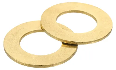 Produktbild von 2 Messing-Dichtungsringe, 54 mm Außendurchmesser, 2,5 mm dick, aus Metall für Schrauben, Bolzen und Muttern