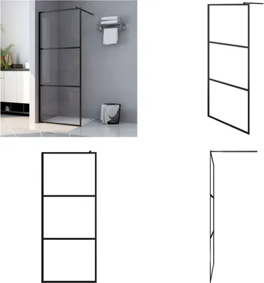 Produktbild von vidaXL Duschwand für Begehbare Duschen ESG Klarglas Schwarz 80x195 cm - Duschwand - Duschwände - Begehbare Dusche - Begehbare Duschen