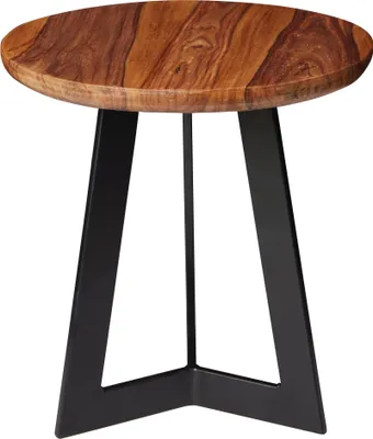 Produktbild von WOHNLING Beistelltisch 35 x 37 x 35 cm WL5.665 Sheesham Holz Metall Couchtisch Industrial Style Echtholz Hocker Wohnzimmer Holztisch Sofatisch