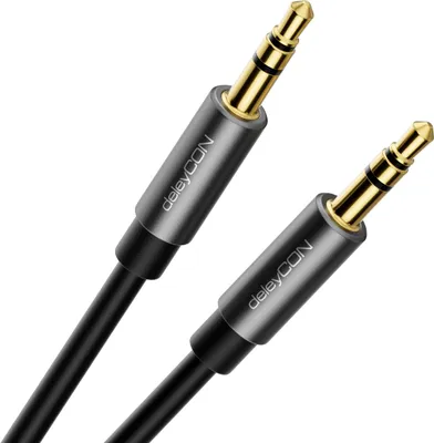 Produktbild von deleyCON 2m Klinke Audio Stereo AUX Kabel 3,5mm Klinkenkabel Audiokabel Metallstecker Handy Smartphone Tablet Kopfhörer HiFi Receiver (Extra Dünn & Flexibel)