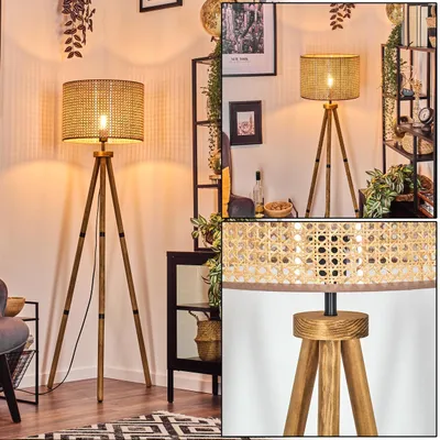 Produktbild von Varoni Stehlampe aus Holz/Rattan/Wiener Geflecht in Naturfarben/Beige