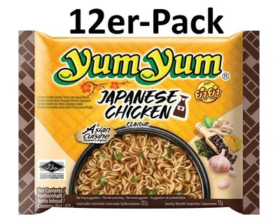 Produktbild von 12er-Pack Yum Yum Instantnudeln Japanese Chicken Shoyu 60g