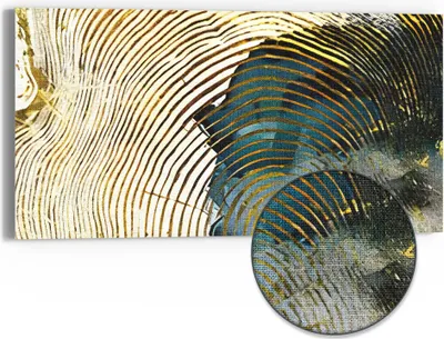 Produktbild von DEQORI Hybrid Leinwand Bild 60x30 cm 'Goldene Jahresringe' Wandbild Glas flach modern