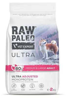 Produktbild von Rohes Paleo Ultra Schweinefleisch Mittelgroße & Große Ausgewachsene 2kg Trockenfutter mit Schweinefleisch für mittelgroße und große Hunde