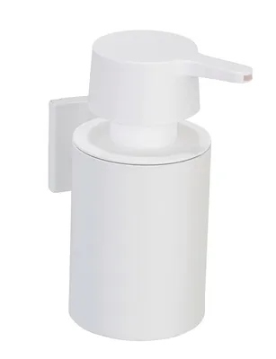 Immagine prodotto di WENKO Dispenser per sapone Ovaro da bagno, da parete, autoadesivo, senza forature, in acciaio inossidabile, bianco