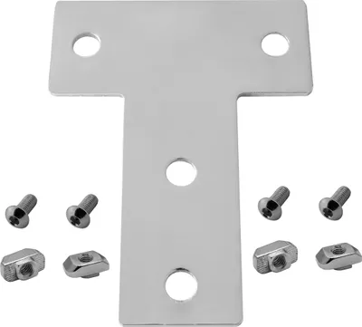 Produktbild von KLAK 40 - Verbinderplatte - T - 100x120mm Aussen Flachverbinder 40x40 Aluprofil - 4 Stück inkl. Verschraubung