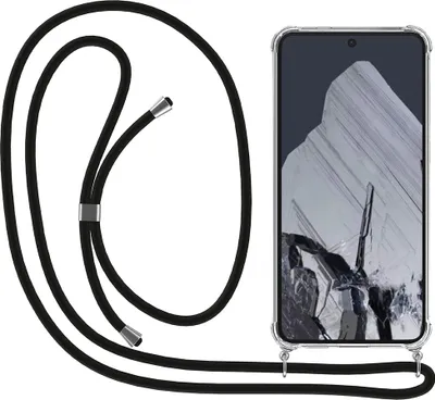 Immagine prodotto di Smartphonica Custodia per telefono adatta a Google Pixel 8 Pro con cavo e paraurti - Custodia con cavo per telefono - Custodia Backcover in TPU antiurto con cordino - Trasparente