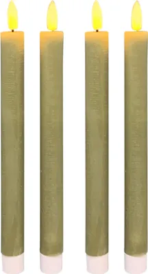 Produktbild von LED Stabkerzen Olivgrün im 4er Set, in Ø 2,2 x 22 cm gerade
