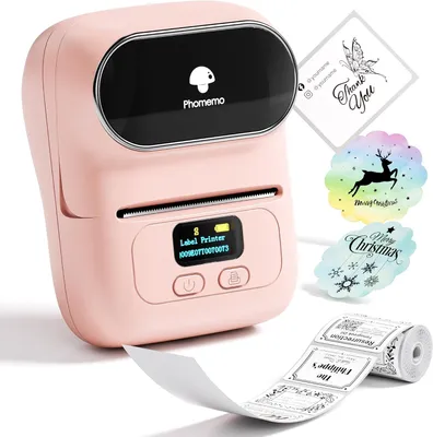 Produktbild von Phomemo M110 Thermo-Etikettendrucker Mini Bluetooth für Kleidung Supermarkt, kompatibel mit Android & iOS, Rosa