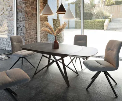 Produktbild von DELIFE Esstisch Carlow 130/200x95 cm Keramik Grau Metall ausziehbar