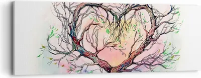 Produktbild von Bild auf Leinwand - Leinwandbild - Baum Herz Natur Bild - 90x30cm - Wand Bild - Wanddeko - Leinwanddruck - Bilder - Kunstdruck - Wanddekoration - Leinwand bilder - Wandkunst - AB90x30-3007
