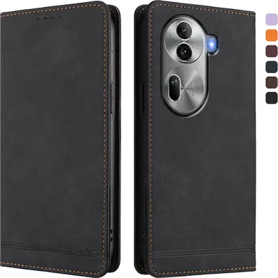 Immagine prodotto di Custodia per Oppo Reno11 Pro 5G, custodia retro in Finto cuoio con supporto e slot per carte Nero