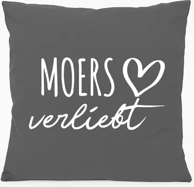 Produktbild von Huuraa Kissen Moers verliebt 40x40cm mit Füllung Steel Grey Baumwolle Dekokissen Geschenkidee