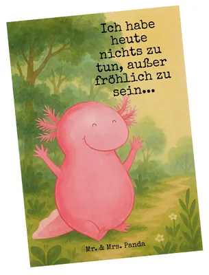 Produktbild von Mr. & Mrs. Panda Postkarte Axolotl Hurra Design - Weiß - Geschenk, Lurch, Fröhlich, Fotokarte, Grußkarte, Ansichtskarte, Postkarten, Spaß, Ansichtskarten
